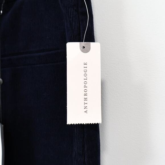 NWT Anthropologie Essentials Corduroy Ankle Pant High Rise Navy Marin Size 14 - Picture 6 of 8